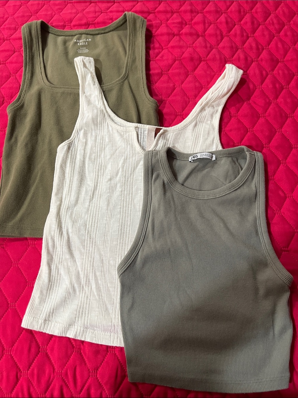 Bundle of 3 Tank Tops-American Eagle, Pilcro, Zara Ribbed Tanks